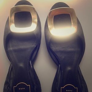 Roger Vivier Black Ballerine Chips Patent flats